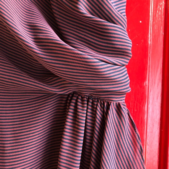 Tahari Pink and Blue Pin Striped Strapless Dress - Picture 2 of 8